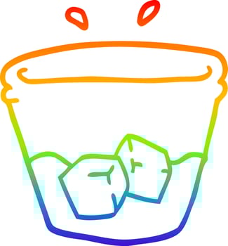 rainbow gradient line drawing cartoon drink in glass tumbler vector