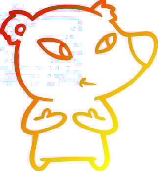 warm gradient line drawing cute cartoon bear vector