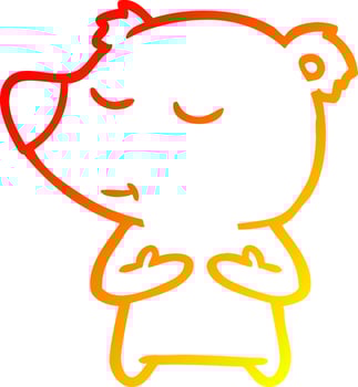 warm gradient line drawing happy cartoon bear vector