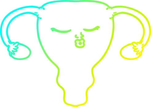 cold gradient line drawing cartoon uterus vector
