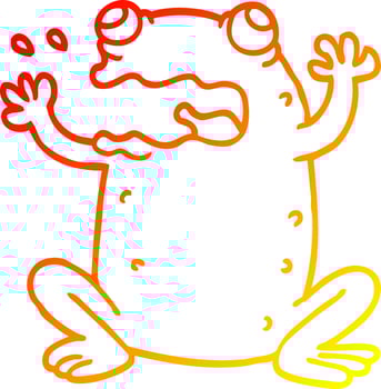 warm gradient line drawing cartoon burping toad vector