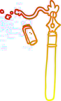 warm gradient line drawing cartoon fountain pen vector
