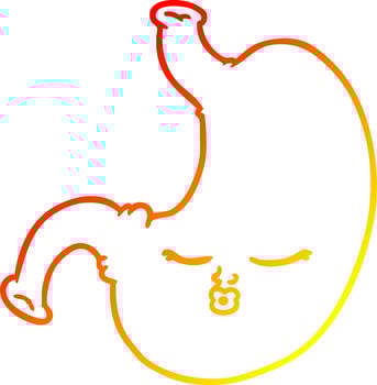 warm gradient line drawing cartoon stomach vector