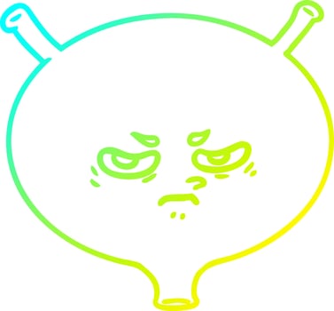 cold gradient line drawing cartoon angry bladder vector