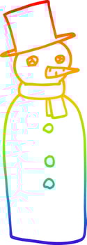 rainbow gradient line drawing cartoon traditional snowman vector