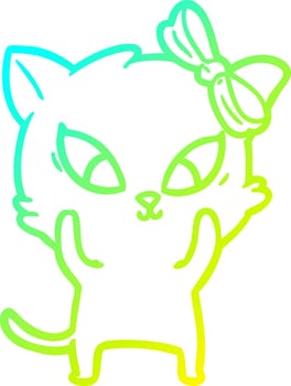 cold gradient line drawing cartoon cat vector