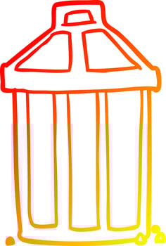 warm gradient line drawing old metal garbage can vector