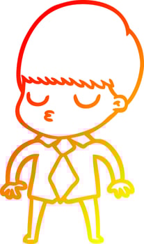 warm gradient line drawing cartoon calm boy vector