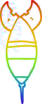 rainbow gradient line drawing cartoon rocket vector