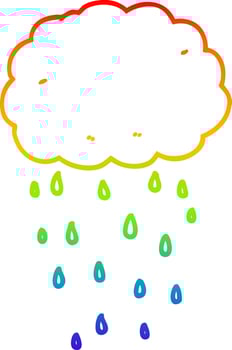 rainbow gradient line drawing cartoon rain cloud vector