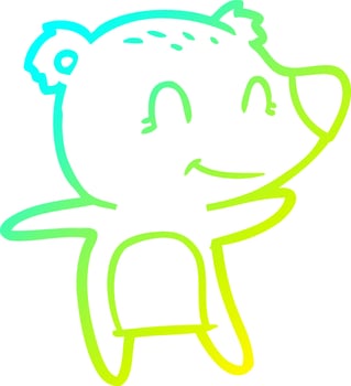 cold gradient line drawing smiling polar bear cartoon vector