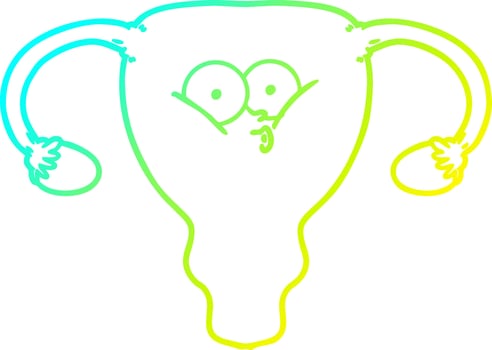 cold gradient line drawing cartoon uterus vector