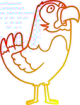 warm gradient line drawing cartoon parrot vector