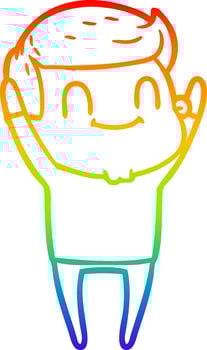 rainbow gradient line drawing cartoon friendly man vector
