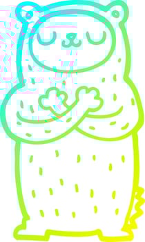 cold gradient line drawing cartoon bear vector