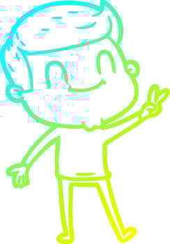 cold gradient line drawing cartoon friendly man vector