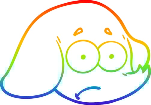 rainbow gradient line drawing cartoon elephant face vector