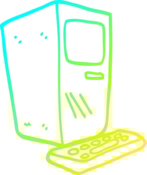 cold gradient line drawing cartoon office computer vector