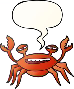 cartoon crab and speech bubble in smooth gradient style vector