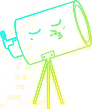 cold gradient line drawing cartoon telescope with face vector