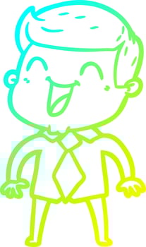 cold gradient line drawing cartoon man laughing vector