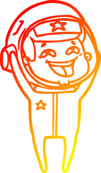 warm gradient line drawing cartoon laughing astronaut vector
