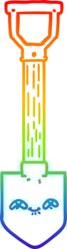 rainbow gradient line drawing cartoon shovel vector