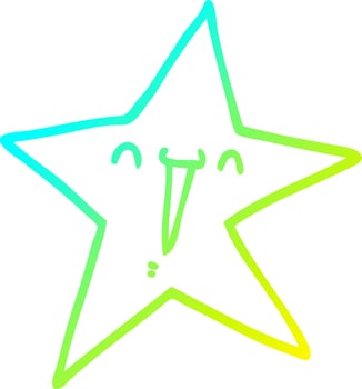 cold gradient line drawing happy cartoon star vector