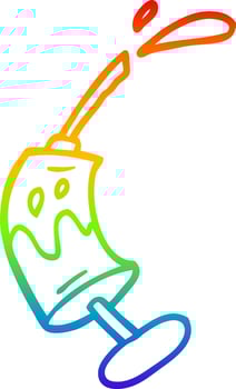 rainbow gradient line drawing cartoon syringe of blood vector