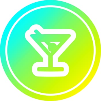 cocktail with olive circular in cold gradient spectrum vector