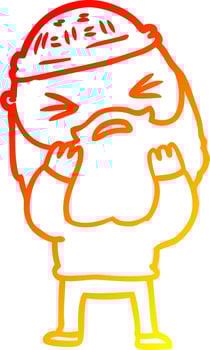 warm gradient line drawing cartoon man with beard vector