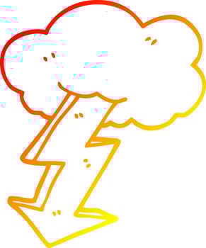 warm gradient line drawing cartoon lightning bolt vector