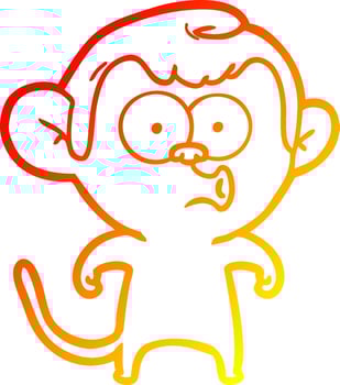 warm gradient line drawing cartoon hooting monkey vector