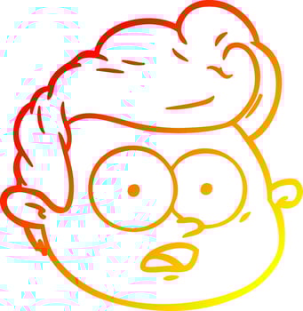 warm gradient line drawing cartoon male face vector