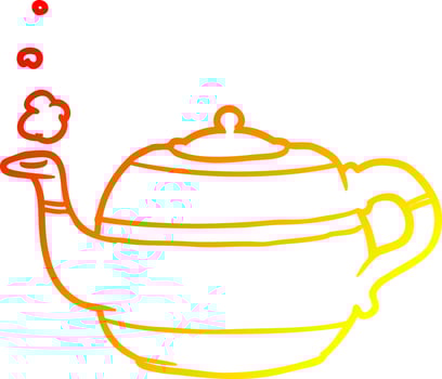 warm gradient line drawing tea pot vector