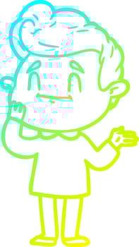 cold gradient line drawing happy cartoon man vector