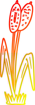 warm gradient line drawing cartoon bullrush vector