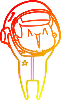 warm gradient line drawing happy cartoon astronaut vector