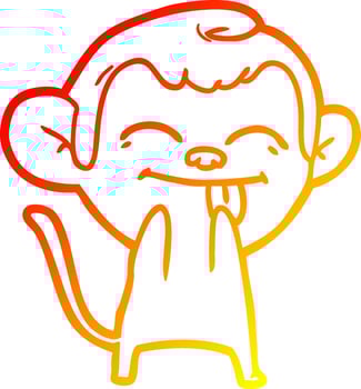 warm gradient line drawing funny cartoon monkey vector