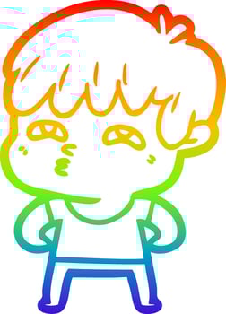 rainbow gradient line drawing cartoon curious man vector