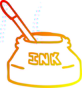 warm gradient line drawing cartoon ink pot vector