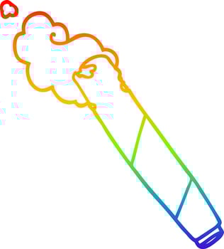 rainbow gradient line drawing cartoon smoking joint vector