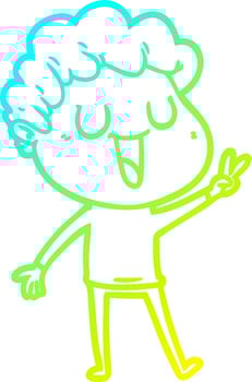cold gradient line drawing laughing cartoon man vector