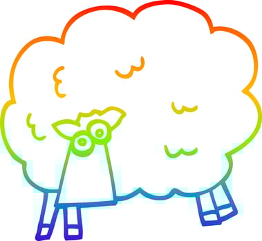 rainbow gradient line drawing cartoon funny sheep vector