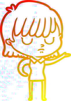 warm gradient line drawing cartoon woman vector