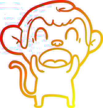 warm gradient line drawing shouting cartoon monkey vector