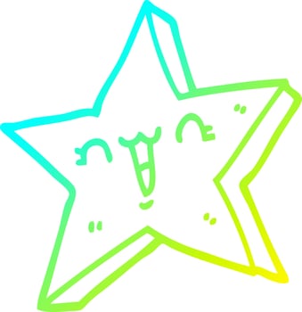 cold gradient line drawing cute cartoon star vector