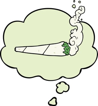 cartoon marijuana joint and thought bubble vector
