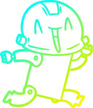 cold gradient line drawing cartoon robot vector