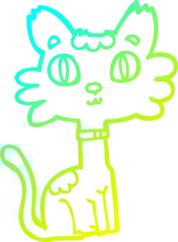 cold gradient line drawing cartoon cat vector